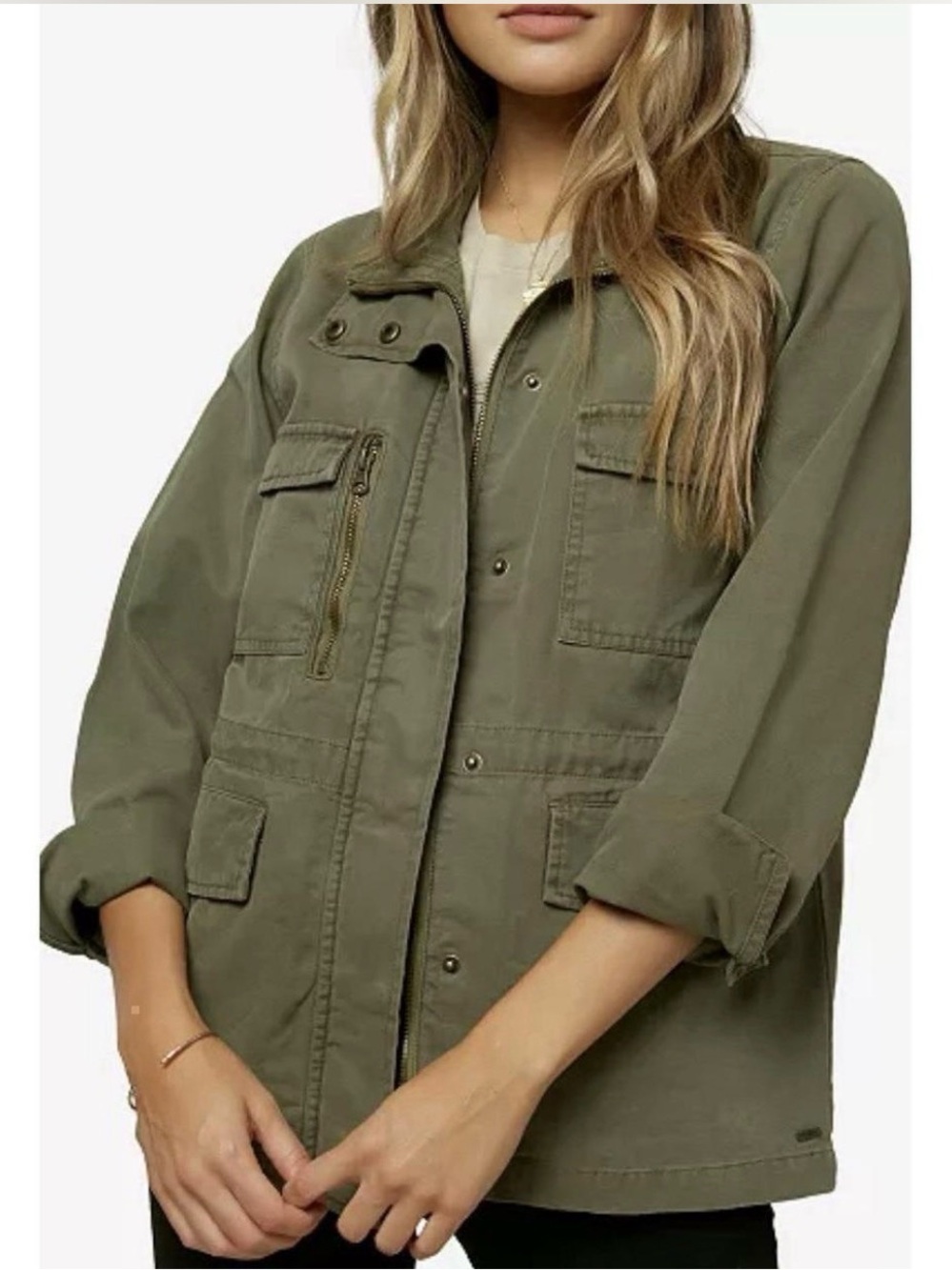 O'Neill Olive Green Military-Style Pea Coat